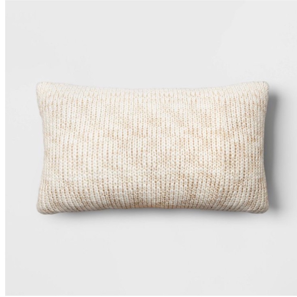 Oversized Metallic Knit Square Lumbar Throw Pillow Ivory - Threshold™